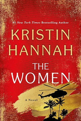 Book cover for Women (red background w/silhouette of helicopter over palm trees)