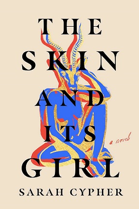 The Skin and its Girl book cover, blue, yellow, and red human body with non-human head with horns