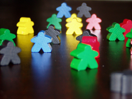 Multicolored meeples