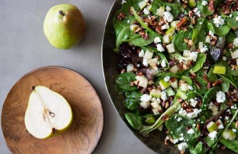 Picture of pear, pecan, and goat cheese salad