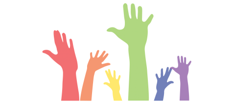 multi-colored arms/hands reaching up